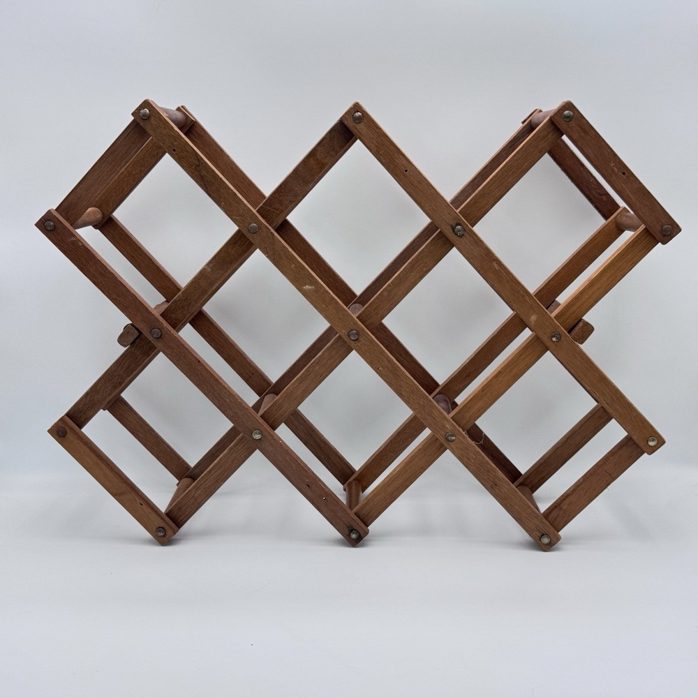 Wood Accordion Wall Rack 15 Hook Expandable Wall Mounted Hanger Retro Grannycore